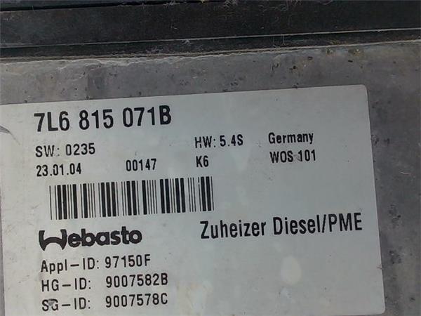intercambiador agua calefacion volkswagen touareg (7la)(2002 >) 5.0 tdi v10 [5,0 ltr.   230 kw v10 tdi cat (ayh)]