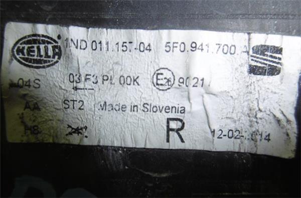 faro antiniebla derecho seat leon sc (5f5)(01.2013 >) 1.4 fr [1,4 ltr.   110 kw 16v tsi act]
