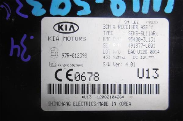 modulo electronico kia sportage (sl)(2010 >) 1.7 concept 4x2 [1,7 ltr.   85 kw crdi cat]