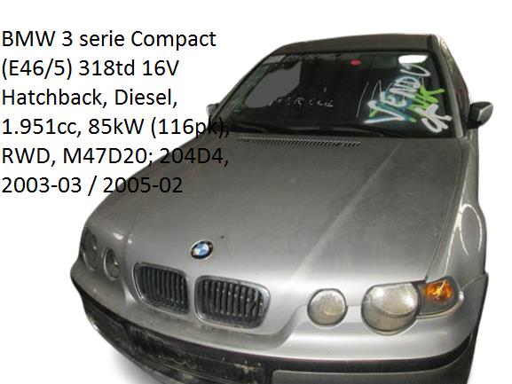 despiece completo bmw serie 3 compacto (e46)(2001 >) 2.0 320td [2,0 ltr.   110 kw 16v diesel cat]