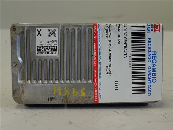 centralita toyota yaris ksp9scp9nlp9 082005