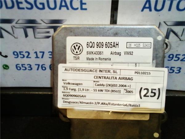 centralita airbag volkswagen caddy (2k)(02.2004 >) 1.9 furg. [1,9 ltr.   55 kw tdi (bsu)]