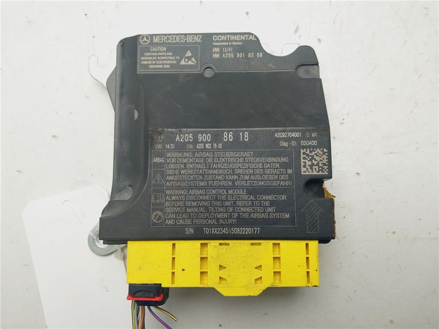 centralita airbag mercedes benz clase c (bm 205) berlina c 220 cdi bluetec (205.004)