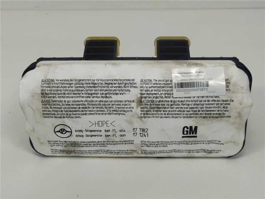 airbag salpicadero opel astra g caravan 1.6 (75 cv)