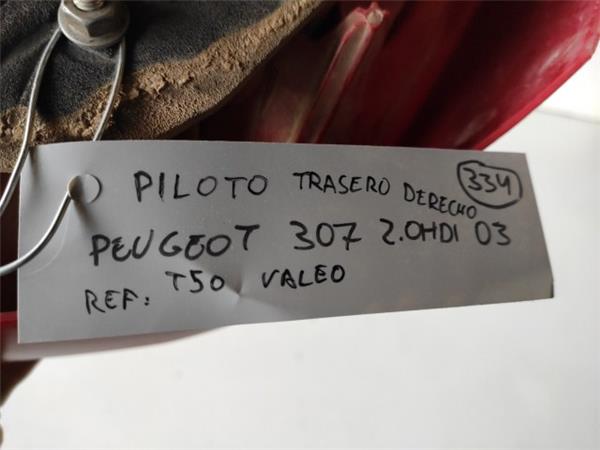 piloto trasero derecho peugeot 307 (s1)(04.2001 >06.2005) 2.0 xr [2,0 ltr.   79 kw hdi fap]