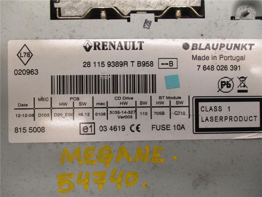 Radio / Cd RENAULT MEGANE III 5 P