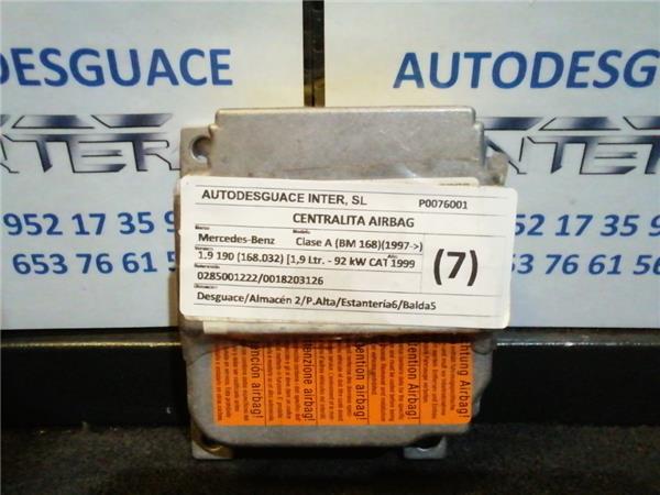 centralita airbag mercedes benz clase a (bm 168)(05.1997 >) 1.9 190 (168.032) [1,9 ltr.   92 kw cat]