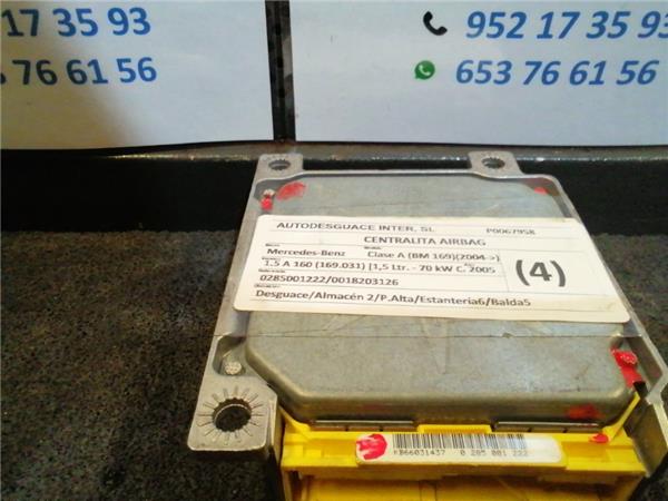 centralita airbag mercedes benz clase a (bm 169)(06.2004 >) 1.5 a 160 (169.031) [1,5 ltr.   70 kw cat]