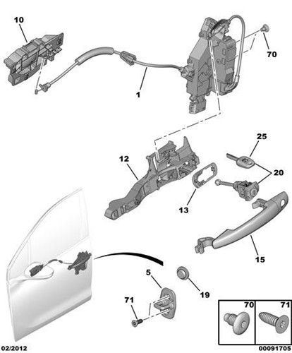 cerradura puerta delantera derecha peugeot 20